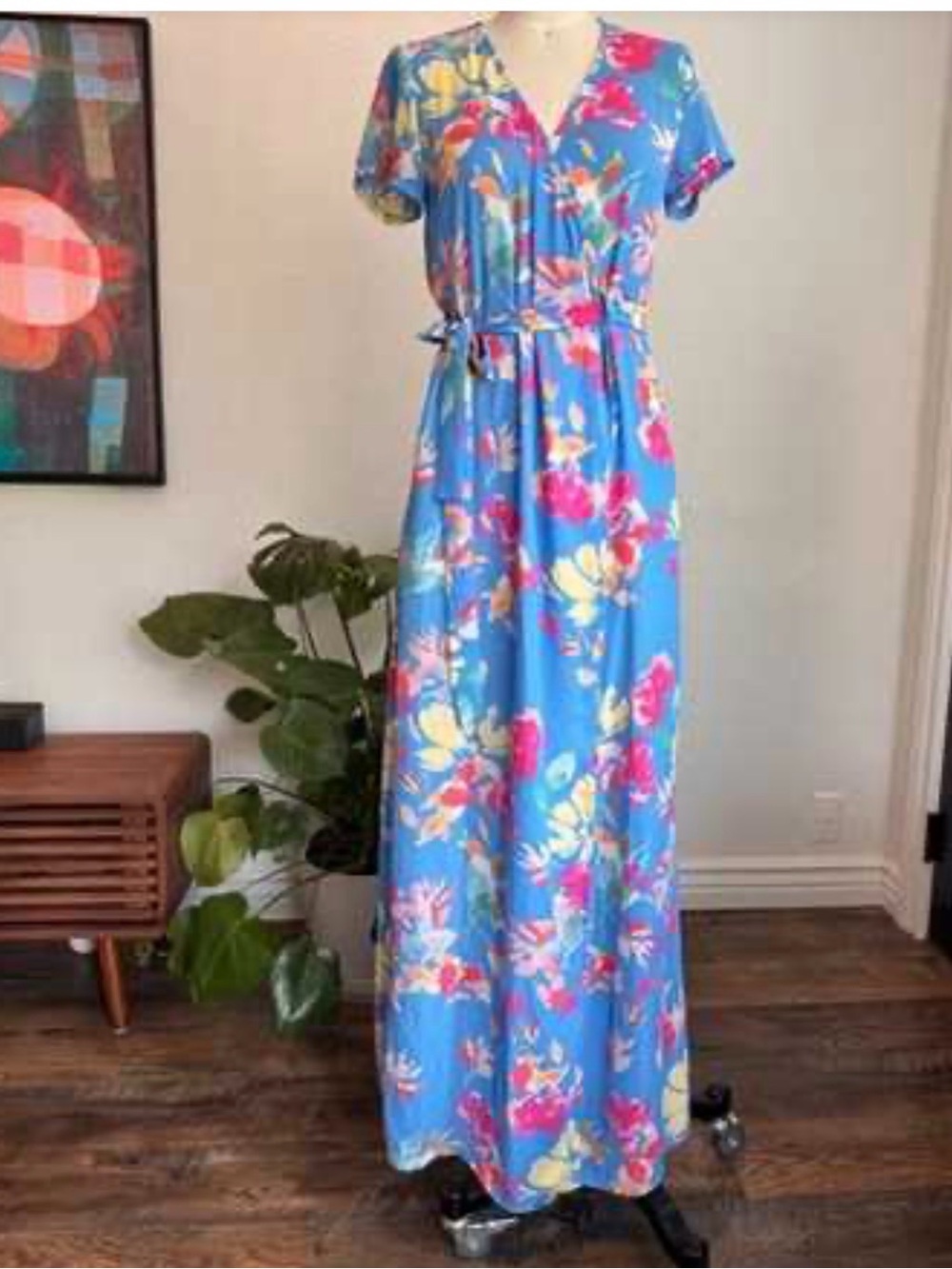 Vici Blue Floral Maxi Wrap Dress